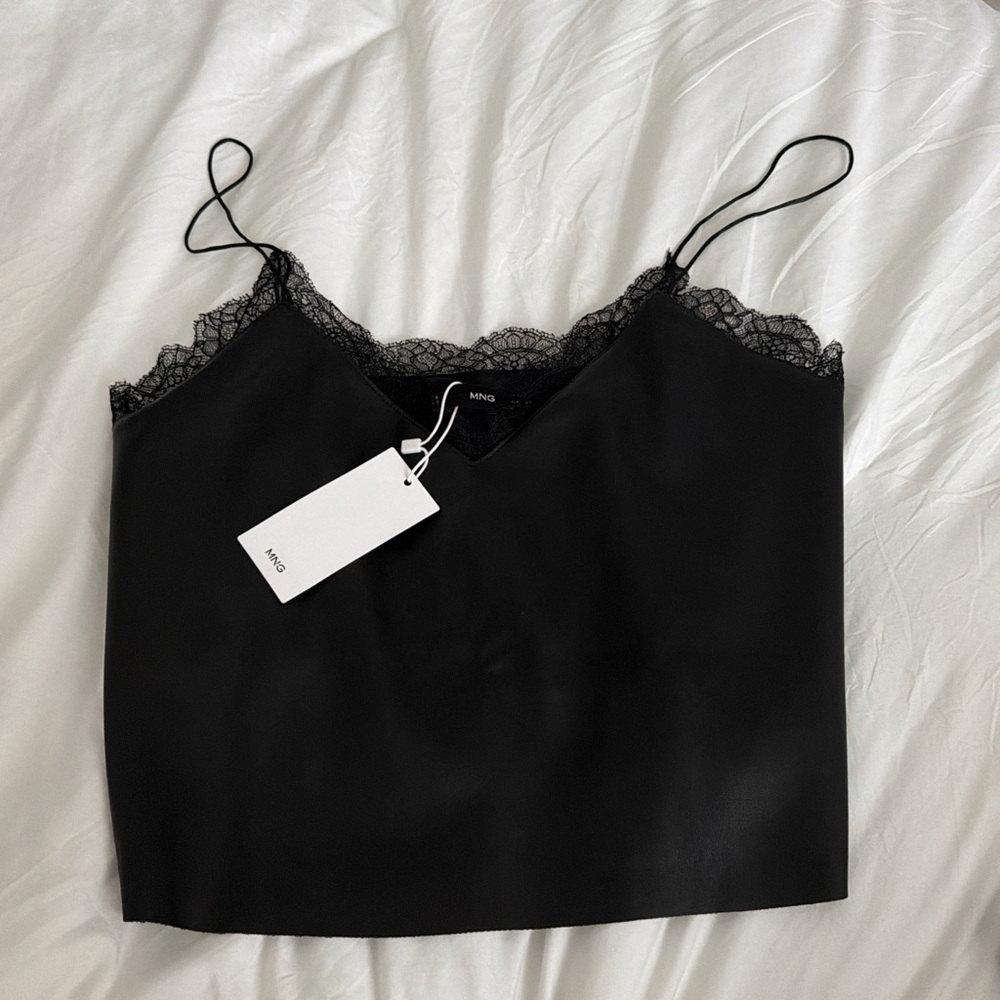 Mango Black Cami with Lace Detail
